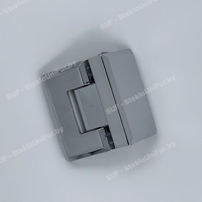 Петля стекло-стекло распашная 90°. Цинковый сплав, PSS. Цвет Хром