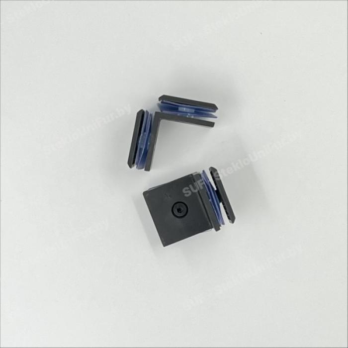 Коннектор 90 гр AISI 304 стена-стекло. Нержавеющая сталь AISI 304, Цвет Чёрный